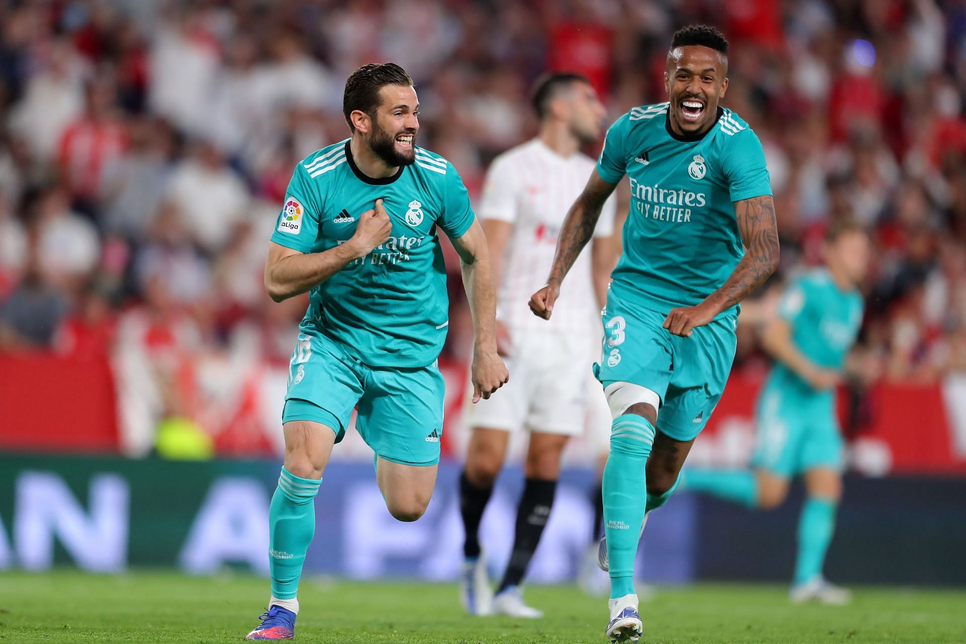 Militao celebrates against Sevilla FC - La Liga Santander